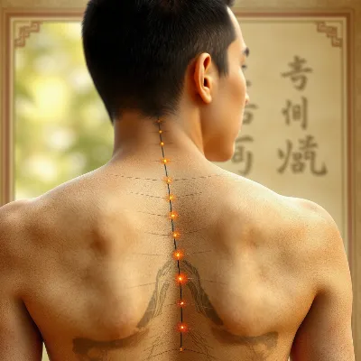 Detailed image of an acupoint chart with a gentle hand pointing