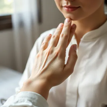 Person gently pressing acupressure points on hand
